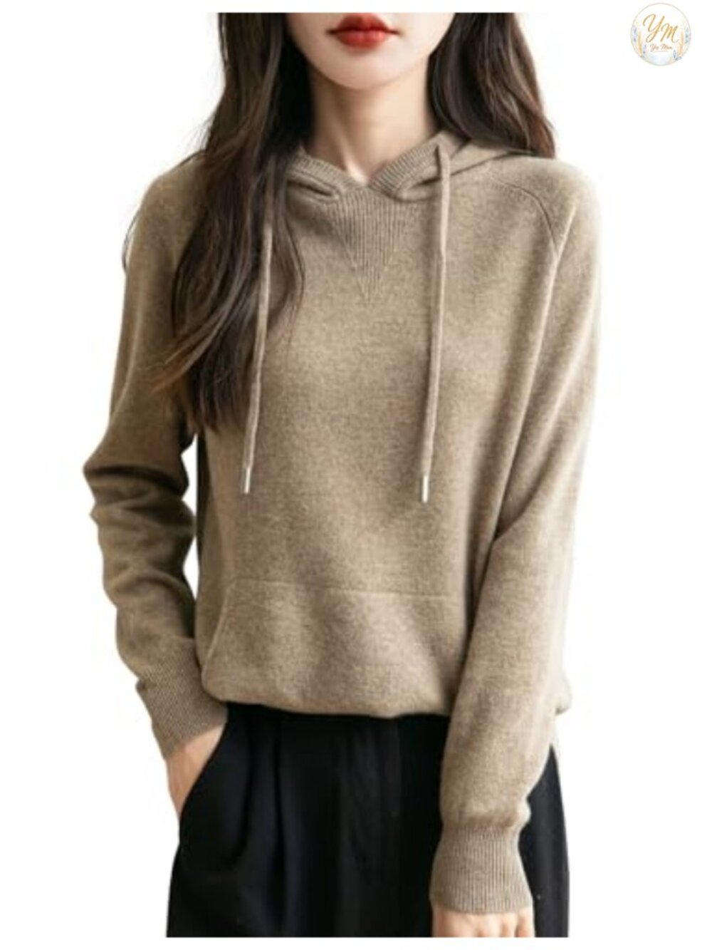 100% Merino Wool Hooded Sweater with Pocket, Superfine Australian Wool,